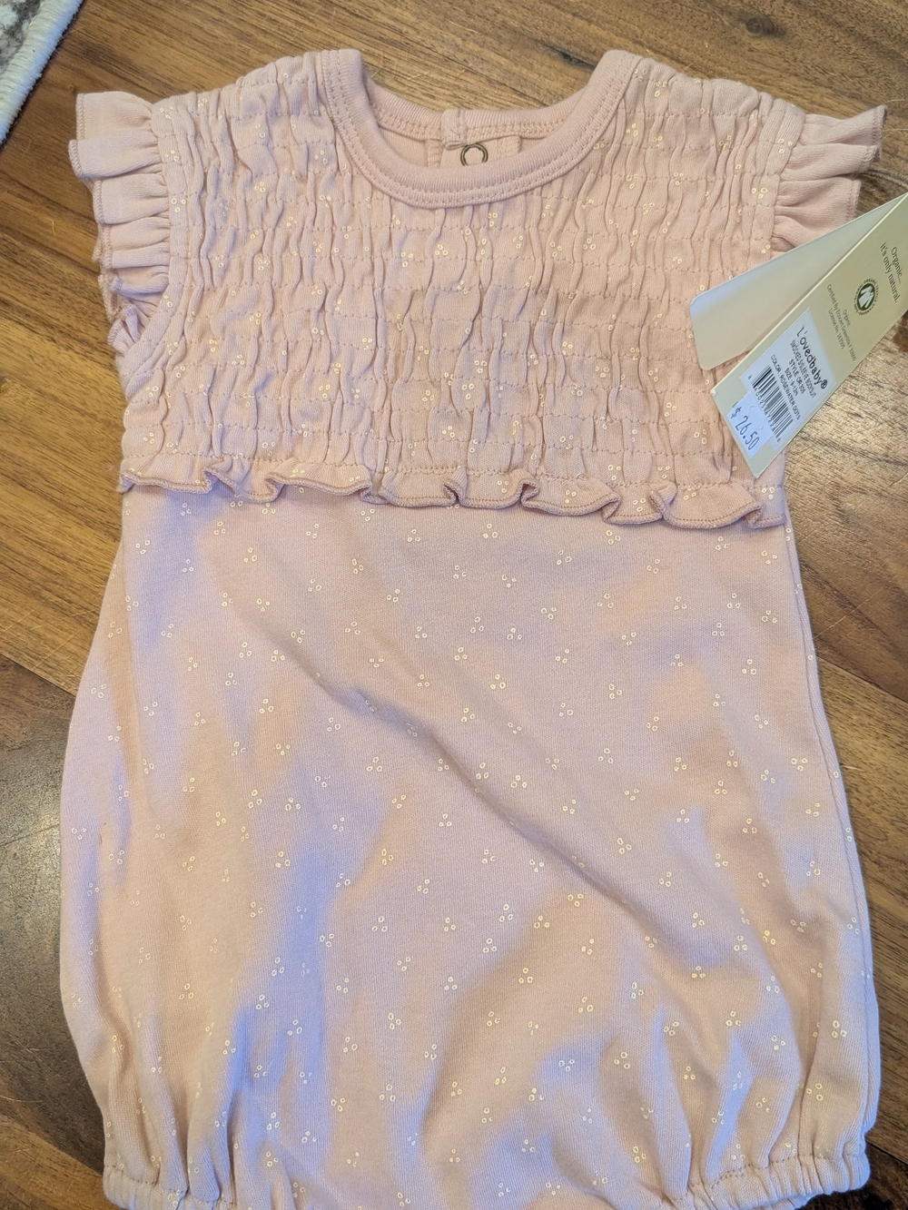 L'ovedbaby Blush Pink Smocked Ruffle Romper